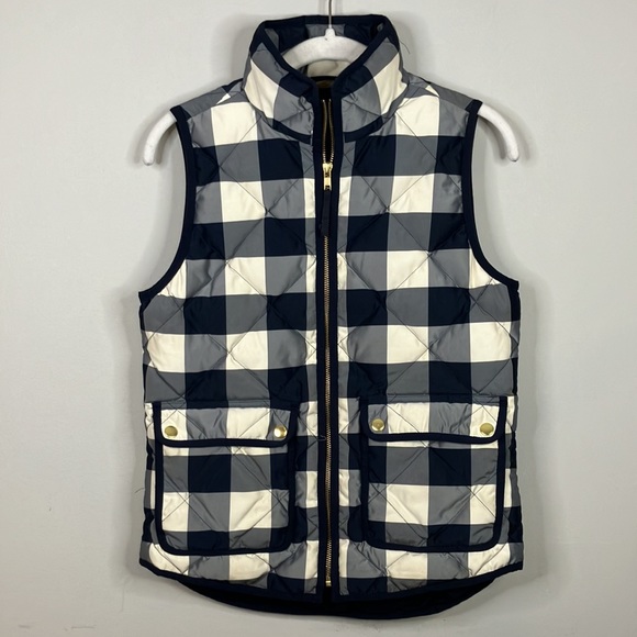 J Crew navy buffalo plaid quilted vest - Picture 2 of 7
